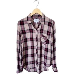 RAILS Plaid Flannel Button Down Red Cream Burgundy Cotton Long Sleeves Small EUC